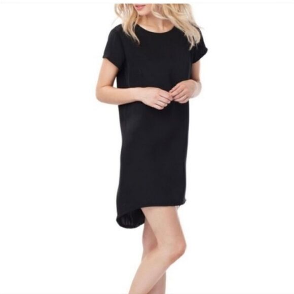 Cuyana The Silk Tee Dress Black High LowMini Minimalist Casual Short Sleeve - Picture 4 of 16